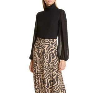 Ganni Turtleneck Top - Addison Mesh Balloon Sleeve